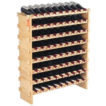 Wine Rack, 72-Bottle Bamboo, 8-Tier Freestanding