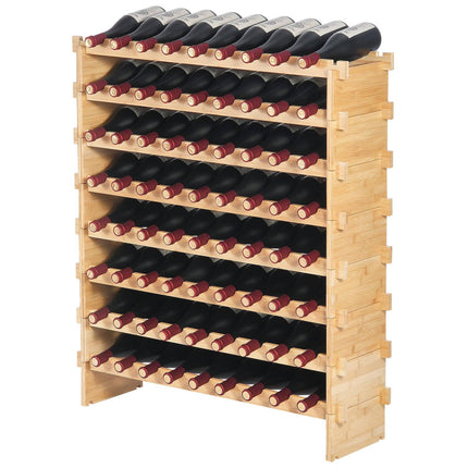 Wine Rack, 72-Bottle Bamboo, 8-Tier Freestanding