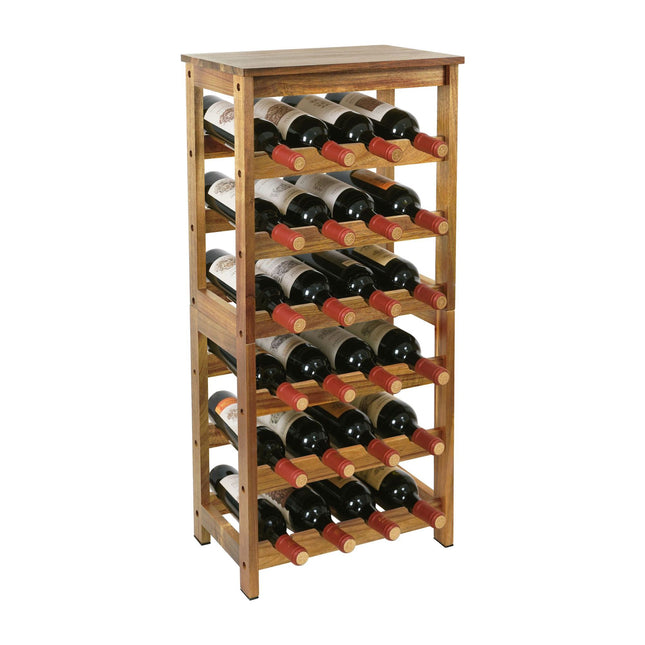 Wine Rack, Acacia Wood, Holds 24 Bottles