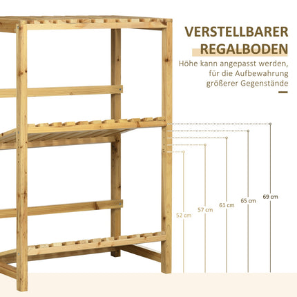Wine rack with 2 shelves - Stand in natural wood outdoors