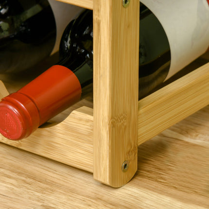 Bamboo Wine Rack - Holds 16 bottles, natural finish