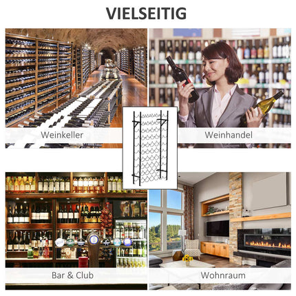 Wall mountable wine rack in black metal for 60 bottles