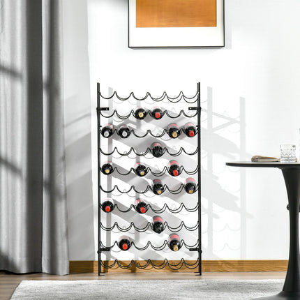 Wall mountable wine rack in black metal for 60 bottles