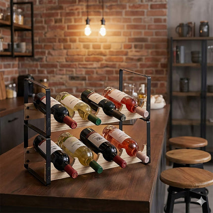 Wine Rack, Industrial Style, Holds 8 Bottles