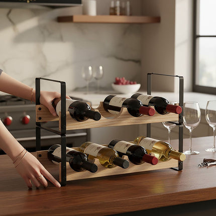 Wine Rack, Industrial Style, Holds 8 Bottles