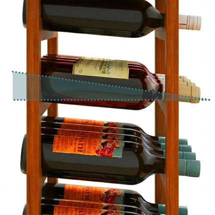 Wine Rack, Walnut Wood, Holds 28 Bottles