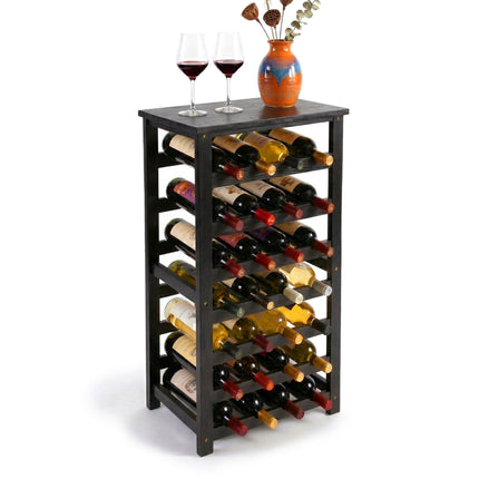 Wine Rack, Walnut Wood, Holds 28 Bottles, Horizontal Storage