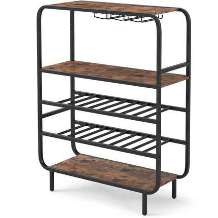 Wine Rack for 16 Bottles with Glass Holders, 5-Tier