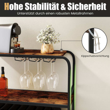 Wine Rack for 16 Bottles with Glass Holders, 5-Tier