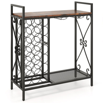 Wine Rack for 21 Bottles with Glass Holder & Tabletop