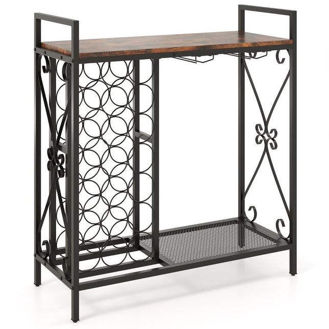 Wine Rack for 21 Bottles with Glass Holder & Tabletop