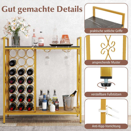 Wine Rack for 21 Bottles with Glass Holder and Tabletop