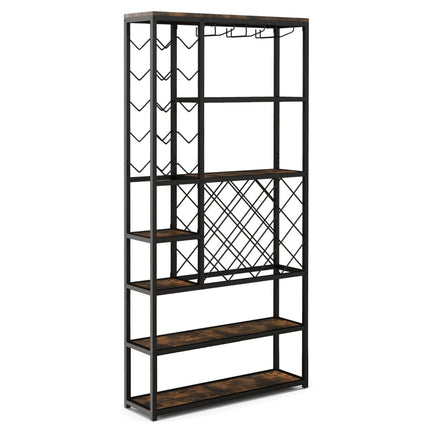 Wine Rack for 27 Bottles with Glass Holders, Metal, Black