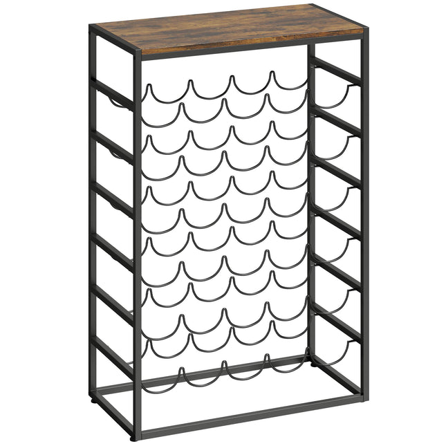 Wine Rack for 30 Bottles, Metal, Rustic Brown, 59x30x88.5 cm