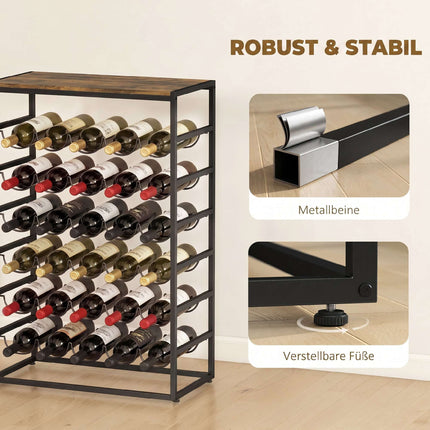 Wine Rack for 30 Bottles, Metal, Rustic Brown, 59x30x88.5 cm