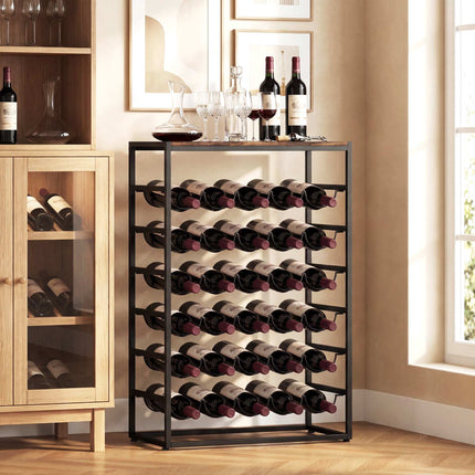 Wine Rack for 30 Bottles, Metal, Rustic Brown, 59x30x88.5 cm