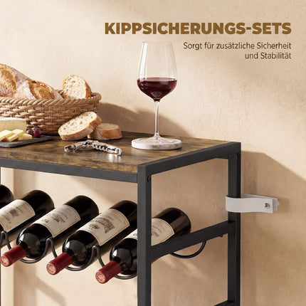 Wine Rack for 30 Bottles, Metal, Rustic Brown, 59x30x88.5 cm