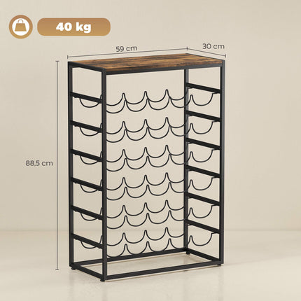 Wine Rack for 30 Bottles, Metal, Rustic Brown, 59x30x88.5 cm
