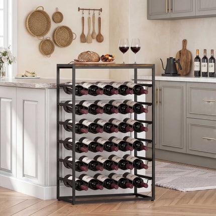 Wine Rack for 30 Bottles, Metal, Rustic Brown, 59x30x88.5 cm