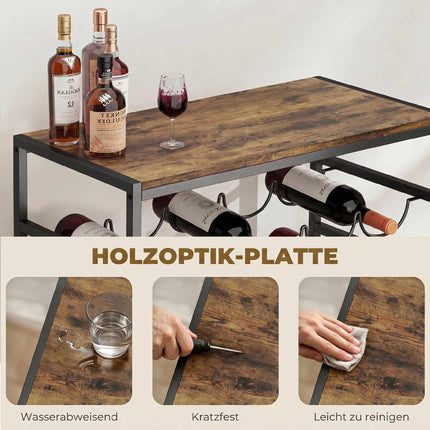Wine Rack for 30 Bottles, Metal, Rustic Brown, 59x30x88.5 cm