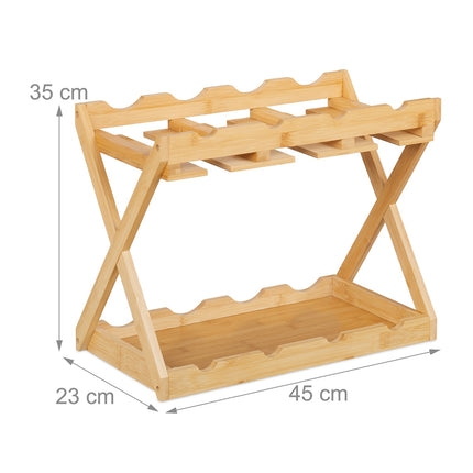 Wine Rack with Glass Holder for 8 Bottles