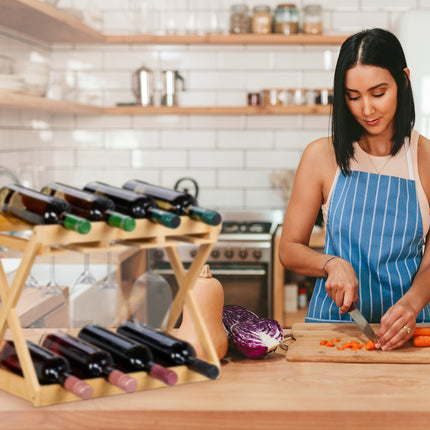 Wine Rack with Glass Holder for 8 Bottles