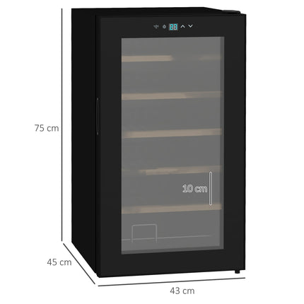 Wine fridge, capacity for 24 bottles, interior lighting, black