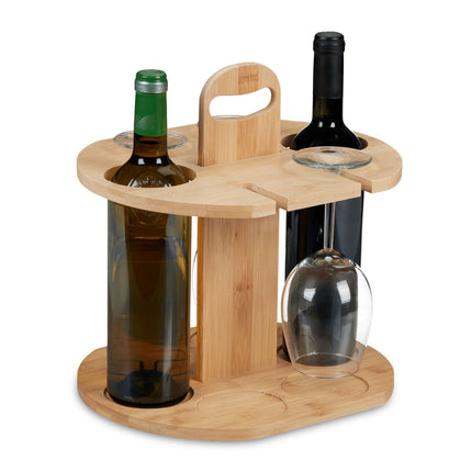 Wine bottles in bamboo