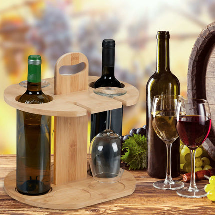 Wine bottles in bamboo
