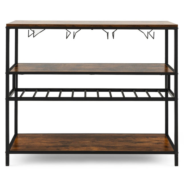 Wine cabinet for 13 wine bottles with 4 rows of glass holders. Industrial bar cabinet with wine rack