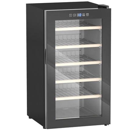 Wijnkoelkast 41 flessen 91L 5-20? Compressordrankenkoelkast met glazen deur, LED-lichtflessenkoelkast met touchscreen, kleine wijnkast Zwart Aosoom