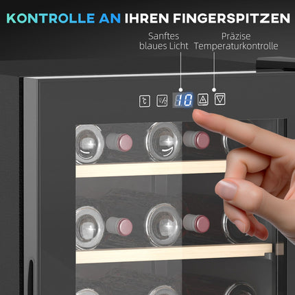 Wijnkoelkast 41 flessen 91L 5-20? Compressordrankenkoelkast met glazen deur, LED-lichtflessenkoelkast met touchscreen, kleine wijnkast Zwart Aosoom