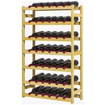 Wooden wine rack, 42 bottles, 7 levels, tip protection