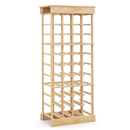 Wine rack made of solid wood for 40 bottles with anti-tip protection, wine holder, natural