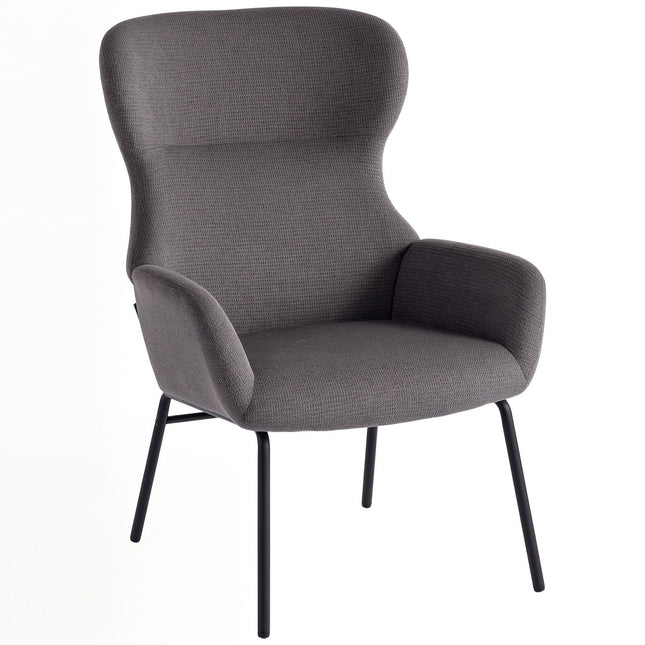 Wingback Accent Chair, hoge rugleuning, dik kussen, grijs