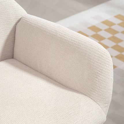 Wingback Chair, High Back, Thick Cushion, Steel Legs, Cream