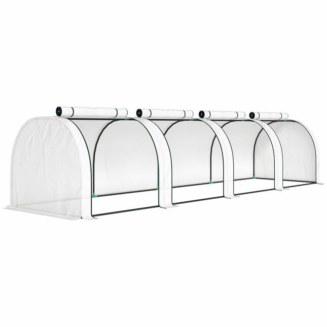 Winterproof Greenhouse with Roll-Up Zipper Doors, 395x100x80 cm