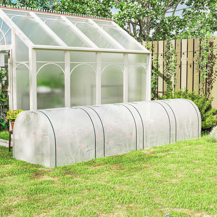 Winterproof Greenhouse with Roll-Up Zipper Doors, 395x100x80 cm