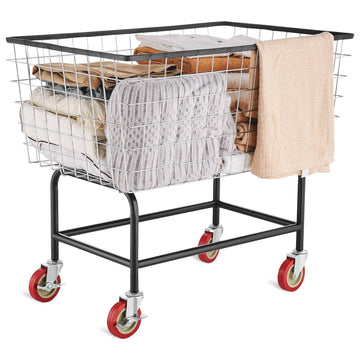 Wire Laundry Cart, 4.5 Bushel, 5 In Casters