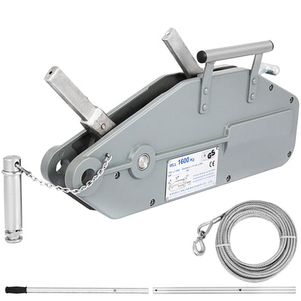 Wire Rope Puller 1.6T, 20 m Steel Cable Hand Winch