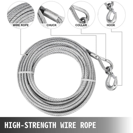 Wire Rope Puller 1.6T, 20 m Steel Cable Hand Winch
