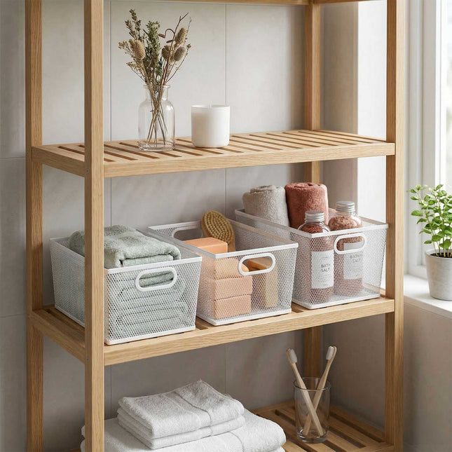 Wire Storage Baskets Set of 3, Metal Mesh, 3 Sizes