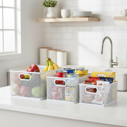 Wire Storage Baskets Set of 3, Metal Mesh, 3 Sizes