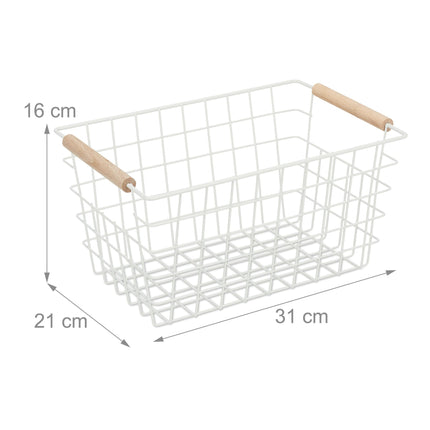 Wire baskets with wooden handles 3-pack
