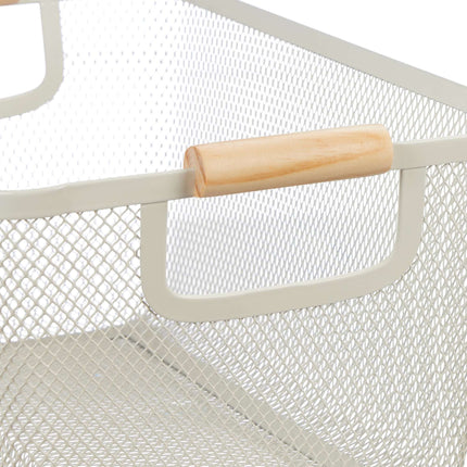 Wire basket with wooden handle