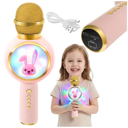 Wireless Bluetooth Karaoke Microphone for Kids, Pink