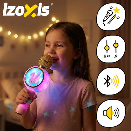 Wireless Bluetooth Karaoke Microphone for Kids, Pink