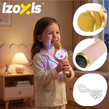 Wireless Bluetooth Karaoke Microphone for Kids, Pink