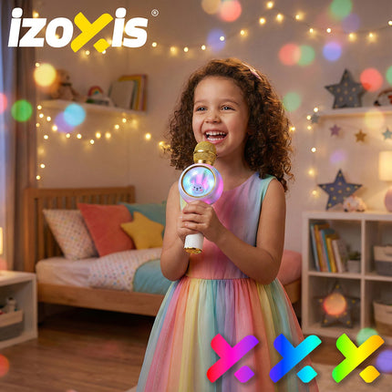 Wireless Bluetooth Karaoke Microphone for Kids, White