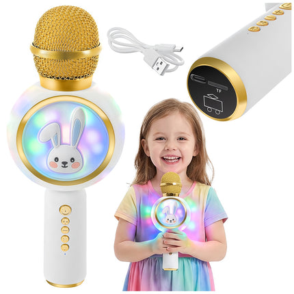 Wireless Bluetooth Karaoke Microphone for Kids, White
